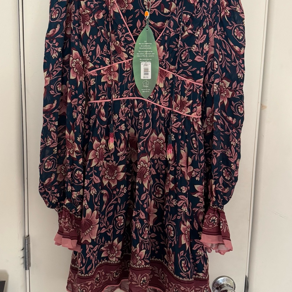 FARM Rio Ainika Charm Long Sleeve Mini Dress